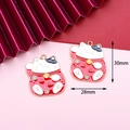 Ciondolo gatto portafortuna giapponese Maneki-neko in smalto rosso, 30mm x 28mm - S1 / 10 Pezzi / 6# Gatto della Fortuna Campanello Rosso
