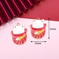 Ciondolo smaltato gatto portafortuna giapponese e carpa koi per creazione gioielli DIY - S1 / 10 Pezzi / 7# Gatto della Fortuna