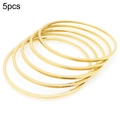 Set of 5 stackable 18K gold plated 2mm square wire stainless steel bangles for women - 5 Pieces / 55mm / Gold