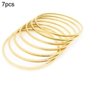 Set of 7 gold-plated 18K stainless steel 2mm square wire stackable bangles for women - 7-Pack Set / 55mm / Gold