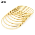 Elegant set of 9 gold plated stainless steel square wire thin bangles for stacking - 9 Pieces Set