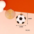 Detail view showing dimensions of a soccer-themed enamel alloy charm pendant - Soccer Style (F-145)