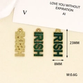 Detailed view of Irish themed pendants with 23mm height and 8mm width measurements - IRISH Style (2) / Glitter Green