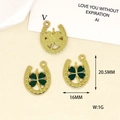 Detailed dimensions of green shamrock horseshoe charms for DIY jewelry making projects - Horseshoe Shamrock Style (4) / Glitter Green