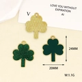Close-up detail view of green shamrock clover charms for DIY jewelry making accessories - Lucky Clover Style (5)