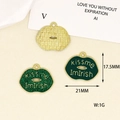 Green lip-shaped enamel charms featuring 'kiss me ImIrish' text and 21mm dimensions - Green Lips Style (7)