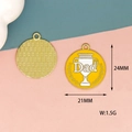 Detail view of a yellow Dad trophy alloy pendant showing dimensions 21mm and 1.5g weight - Trophy Style (1DAD)