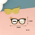 Detail shot of Father's Day alloy eyeglass charm with Dad text and mustache icon - Glasses Style (4)