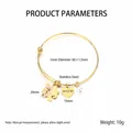 Adjustable gold stainless steel MOM heart charm bracelet with pearl Mother's Day gift - Mother and Child Hug Silhouette Style (KB203626-Z) / 1 Piece / Gold