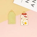 DIY enamel alloy Omamori pendant charm with Chinese blessing text for jewelry making - Dreams Come True(1) / Off White