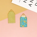Light blue enamel Omamori charm featuring golden lucky symbols for DIY jewelry crafts - Sky Blue