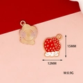 Christmas red glove enamel charm pendant in gold finish for DIY jewelry 12x15mm - Red Christmas Glove