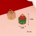 Ciondolo smaltato scatola regalo di Natale per gioielli fai da te verde e rosso 17x13mm - Scatola Regalo di Natale