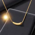 Minimalist 18K gold plated curved tube pendant necklace on a premium snakeskin chain - Little Eggplant Style(QYH642) / Gold