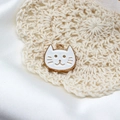 Cute white enamel cat face charm with gold alloy border for DIY jewelry making - 4# White Cat Head