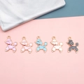 Lot de breloques caniche en émail cinq couleurs pour création de bijoux et colliers - Violet