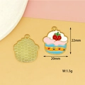 Macro detail of colorful cupcake enamel pendant showing 22mm dimensions and 1.5g weight - Blueberry Cake / 10 Pieces Pack / Blue