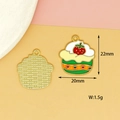 Detail of alloy cupcake charm showing strawberry design with 22mm x 20mm dimensions - Green Strawberry Cake / 10 Pieces Pack / Green