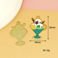 Detailed dimension view of colorful enamel ice cream charm for DIY jewelry making - Blueberry Juice Ice Cream