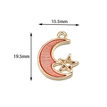 Roter Emaille-Halbmond und goldener Stern-Legierungsanhänger für DIY-Schmuckherstellung - S1 / Stern Mond (CZ018177) / 10 Stück/Packung / Rosa