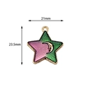 Stern-Anhänger aus Legierung mit Monddetail und buntem Emaille, Größe 21x23,5mm - S1 / Mond Stern (CZ018177) / 10 Stück/Packung / Violett-Grün