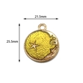 Runder Himmels-Stern und Mond Anhänger aus gelb emaillierter Legierung-Finish - S1 / Planet (CZ018177) / 10 Stück/Packung / Gelb