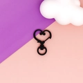Close-up of a matte black heart-shaped swivel lobster clasp for DIY accessories. - Black