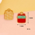 Close-up view of Christmas gift box alloy enamel pendant with 11x14mm measurements - Red Gift