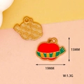 Detail view of a 19x15mm Christmas apple charm showing enamel texture and dimensions - Scarf Apple