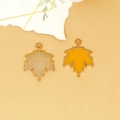 Detail view of yellow enamel maple leaf charms for DIY jewelry making accessories - Maple Leaf Charm (C-296) / Yellow
