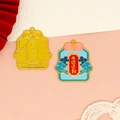 Ciondoli Omamori blu e oro in stile cinese per la creazione di gioielli fai da te a mano - Ritiro di Mercurio Retrogrado / 10 Pezzi/Confezione (30*22mm)