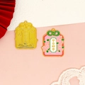 Ciondoli Omamori in lega smaltata con fiori rosa e scritte di buon auspicio per fai da te - Trovare l'Amore Presto / 10 Pezzi/Confezione (30*22mm)