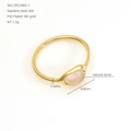 Bague élégante en acier inoxydable doré 18K avec quartz rose naturel - Style Vintage Occidental (ZR2246G) / Style 54 / Or
