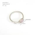 Bague en acier inoxydable avec pierre de cristal rose naturelle et bande de 1,5 mm - Style Vintage Occidental (ZR2246S) / Taille 52 / Argent