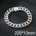 Zilveren roestvrijstalen Cubaanse schakelarmband met Beast- en kruisgravures - 13mm Breedte 22cm Lengte