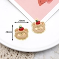 Schattig bruine beer emaille bedeltje met appel voor het maken van DIY sieraden - Appel Beer (CZ018207)