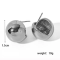 Polierte silberne Edelstahl-Kugelohrstecker mit 1,5 cm Durchmesser in Varianten-Optik - Stahlfarben
