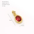 Detail view of red birthstone pendant with 20mm height and 8.7mm width measurements - July Rose Red Rhinestone