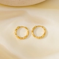Golden twisted rope texture hoop earrings with convenient clasp closure for women - Spiral Twisted Style / Gold