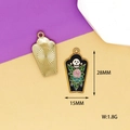 Vista detallada colgante ataúd esmalte calavera rosa dimensiones 28x15mm peso 1,8g - Calavera de Flor / Paquete de 10