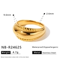 Bague élégante en acier inoxydable doré torsadé, imperméable et hypoallergénique - Taille 6 / Style Torsade Épaisse (NB-R24625) / NB-R24625