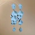 Detailed view of elegant light blue matte petal cluster dangle earrings. - 44# Silver Post Acrylic Petal Tassel Fashion Stud Earrings