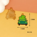 Detail view of green enamel clover car charm with 17mm x 11mm dimensions and 2.3g weight - 3 Shamrock Car