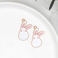 Colgante de esmalte de conejo blanco para accesorios de creación de joyería artesanal DIY - Conejo de Orejas Largas / Paquete de 10