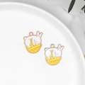Deux pendentifs lapin en émail blanc et jaune pour bijoux DIY et porte-clés - Lapin de la Lune / Lot de 10
