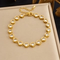 Gepolijste gouden armband met ronde zirkonia stenen en details van de karabijnsluiting - Heldere Ronde Strass Stijl (B2067)