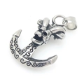 Retro punk style stainless steel nautical anchor pendant with skull and ram horns detail. - Skull Anchor (KP117037-LU) / Pendant Only
