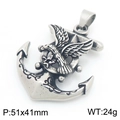 Vintage stainless steel eagle anchor pendant necklace for men, size 51x41mm, 24g. - Eagle Ship's Wheel Anchor (KP117742-LU) / Pendant Only