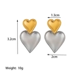 Detailed size specifications for double heart earrings in mixed metal gold and silver - Heart Hoop Gold Top Steel Bottom (XKE0399)