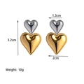 Two-tone gold and silver heart drop earrings with weight and size measurements - Heart Hoop Steel Top Gold Bottom (XKE0400)